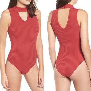 NWT Band of Gypsies Cassidy Red Ribbed Bodysuit